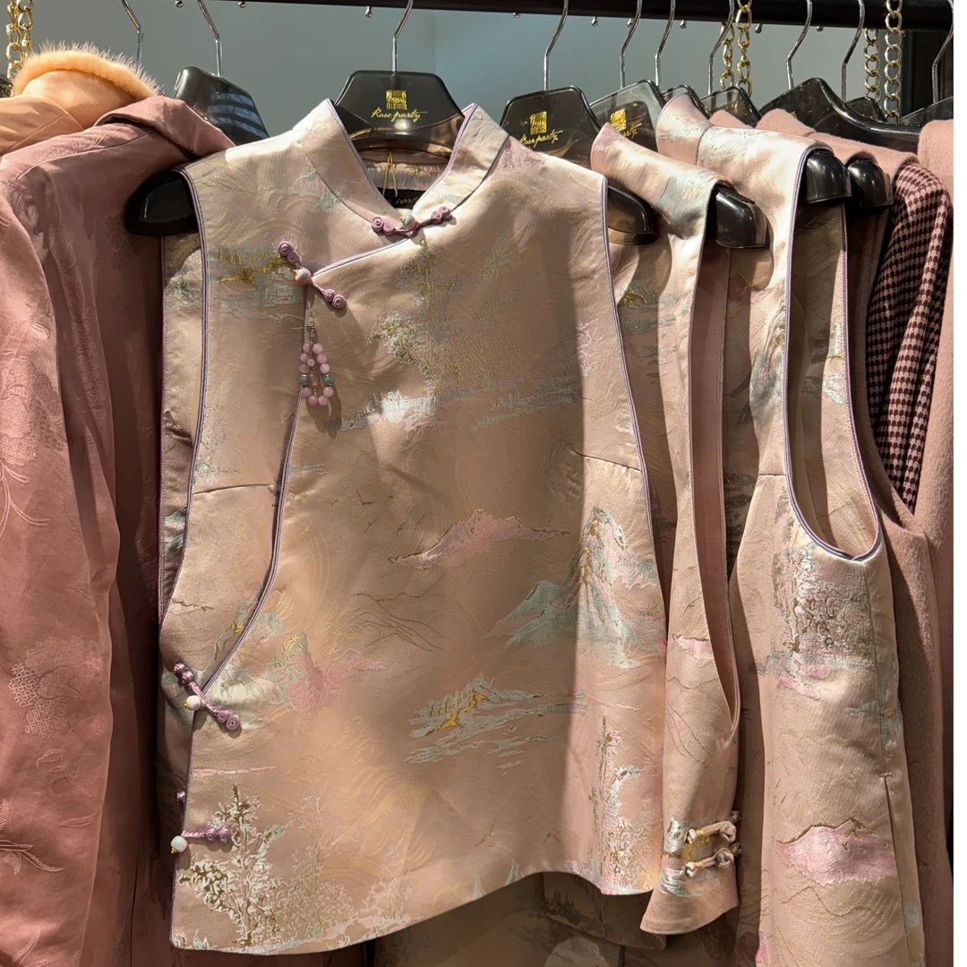 凤禧2025专柜正品新中式国风提花斜襟马夹法式独特别致小上衣