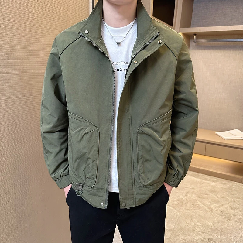 春秋季立领夹克男士时尚休闲潮流外套中青年百搭上衣