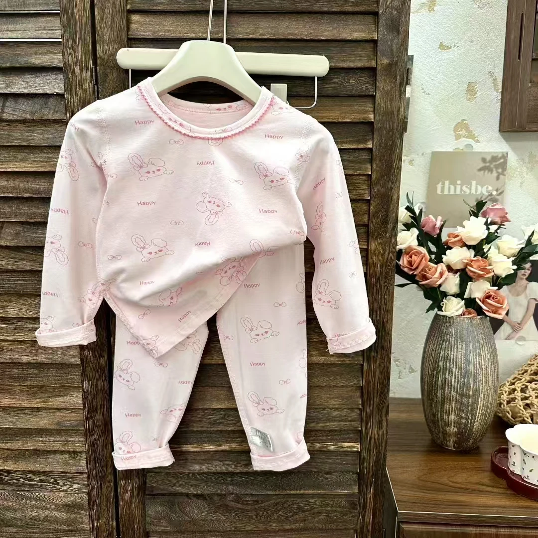 CQL  2025儿童卡通满小兔龙印花中大童男童家居服套装  6935