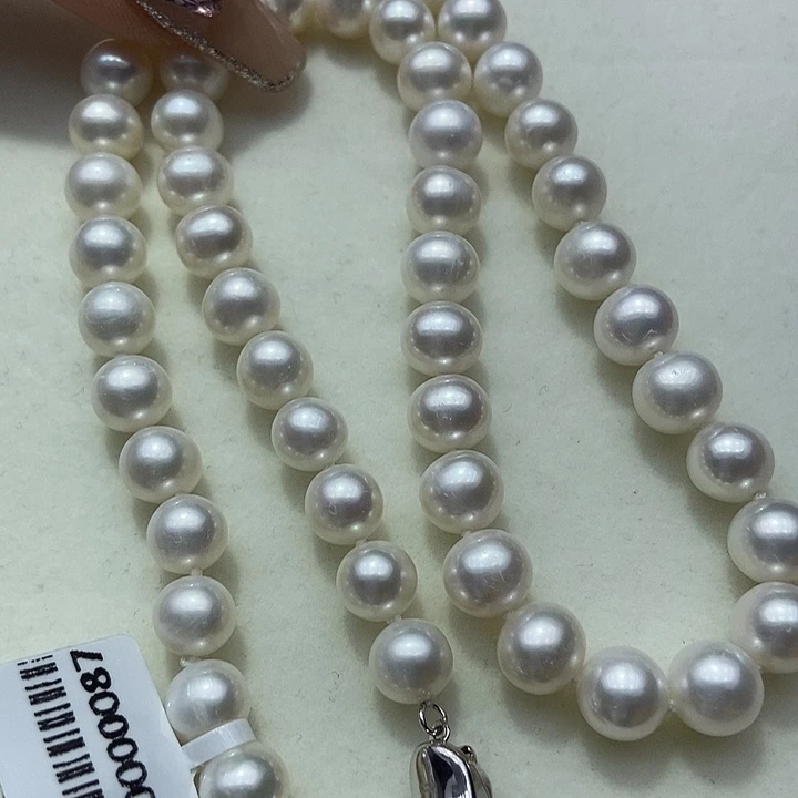 淡水珍珠银S925镶嵌颈饰卡8➕极光冷白高品