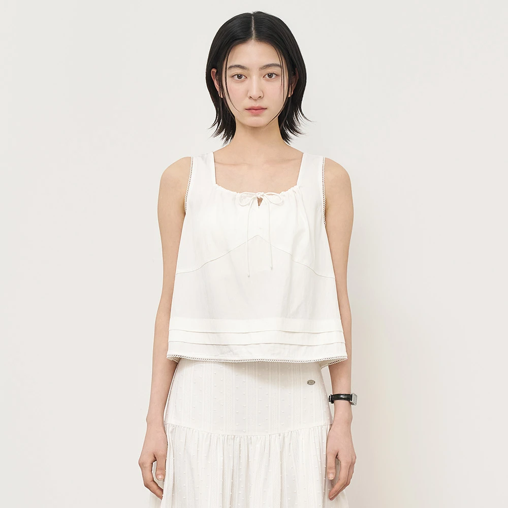 GENERAL IDEA BY BUMSUK复古田园花边阔摆背心3515