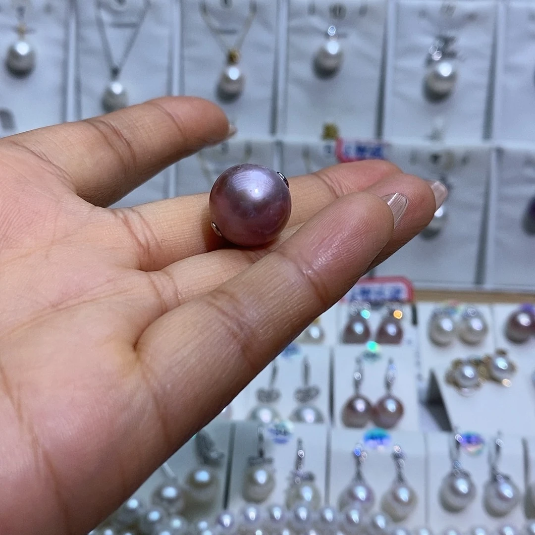 淡水珍珠银S925镶嵌吊坠(赠链)15M