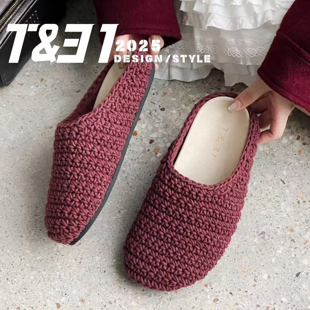 T31女鞋2025秋季新平底编制勃肯鞋英伦风系带时髦休闲外穿包头拖