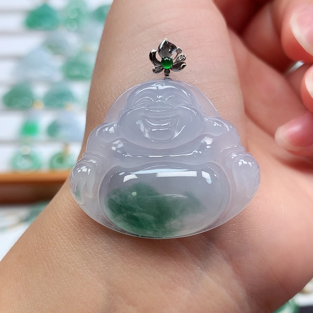 翡翠18K金镶嵌吊坠(赠链)30.7-36-6