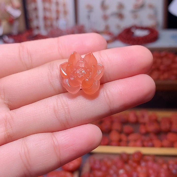 南红玛瑙未镶嵌南红莲花