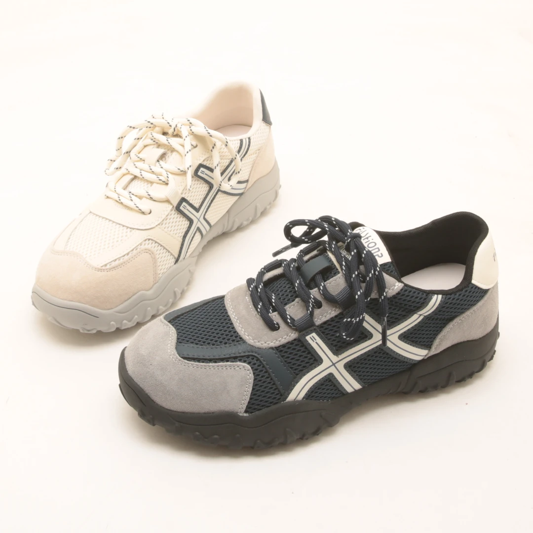 7450秋季新款真皮网面阿甘鞋女圆头厚底时尚百搭防滑休闲运动鞋潮