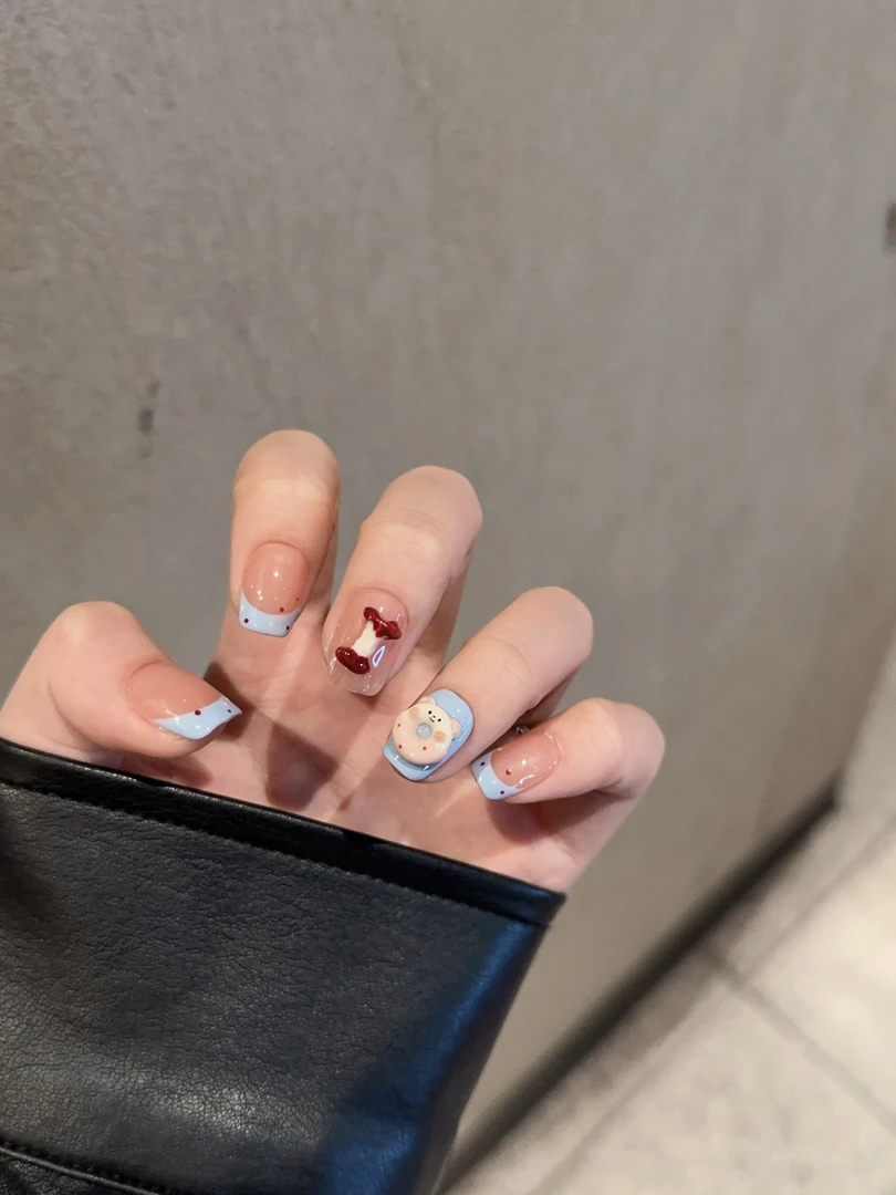 【蓝莓甜甜圈】珊瑚纪显白温柔可爱冰透纯欲纯手工穿戴甲