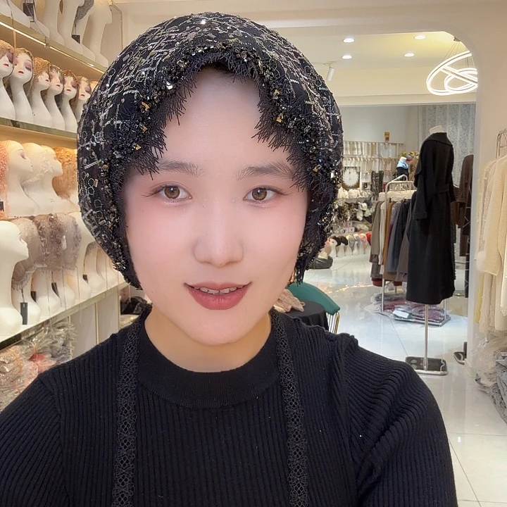 纯棉黑色新款丝带帽睫毛高端298