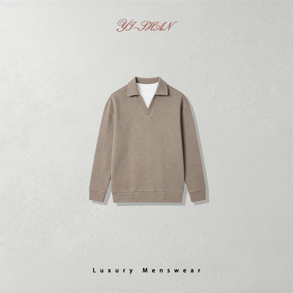 39号 |秋冬新款 男士v字翻领衬衫领假两件卫衣长袖TS-88742