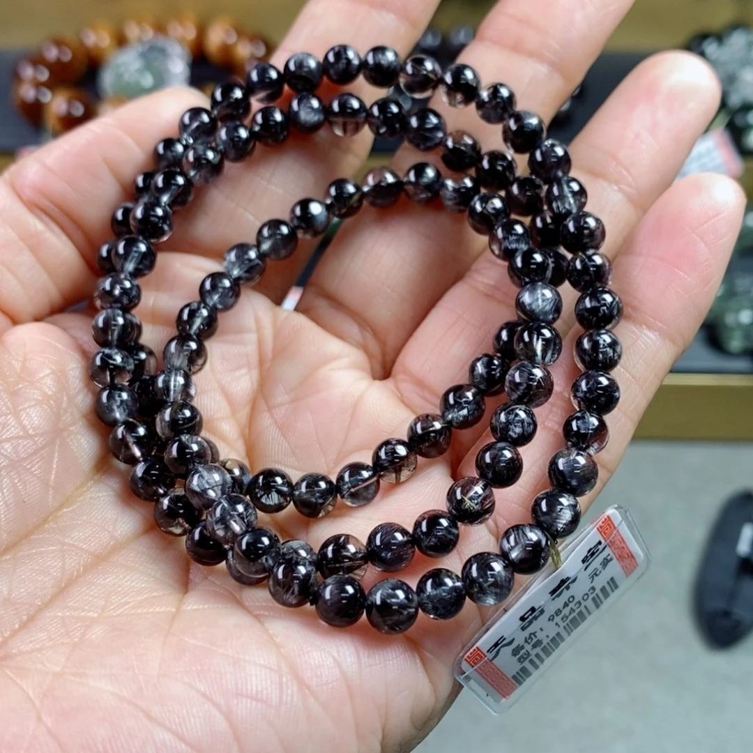 水晶手链未镶嵌黑银钛手链154303