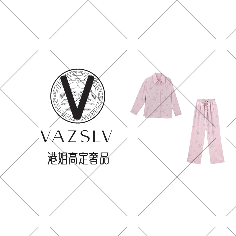 【VAZSLVTY/原创设计】5961轻奢设计感烫钻缎面休闲裤+衬衣61062-1
