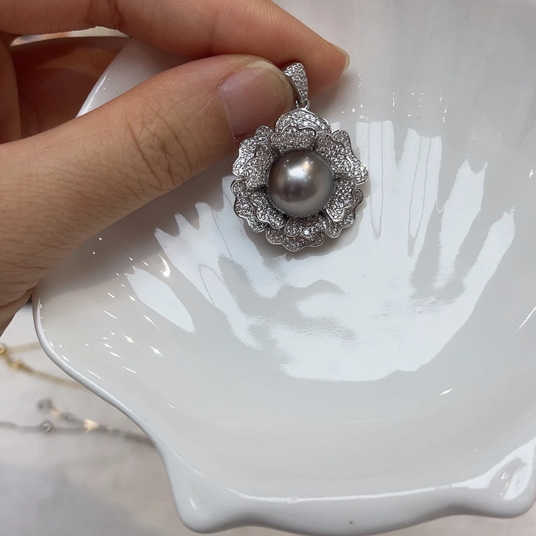 银S925镶嵌吊坠(不含链)海水珍珠