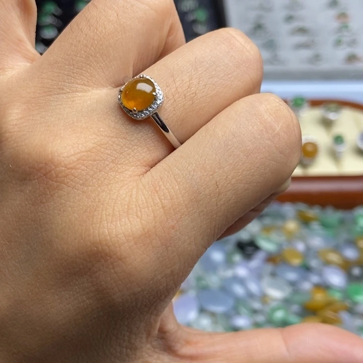 翡翠戒指银S925镶嵌戒指