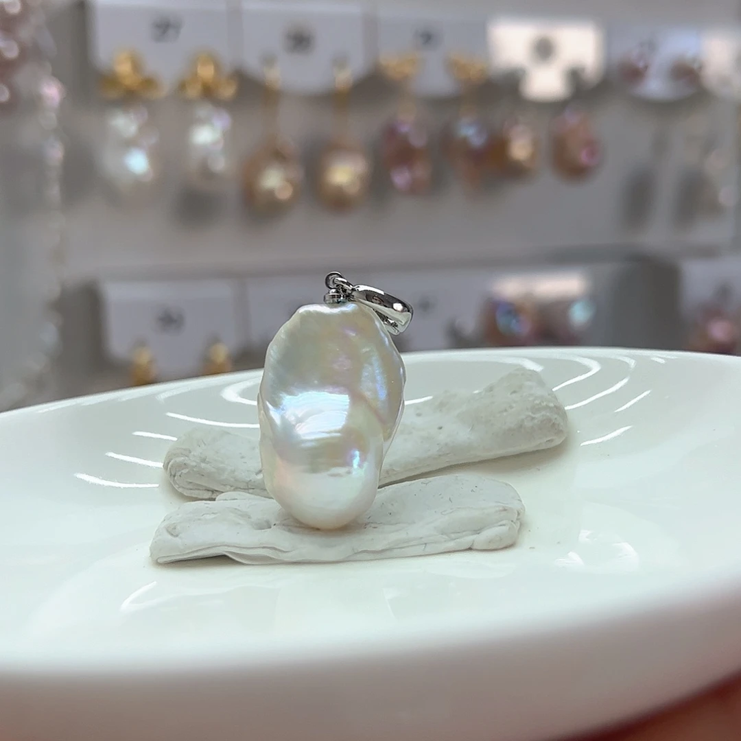 耳饰银S925镶嵌淡水珍珠