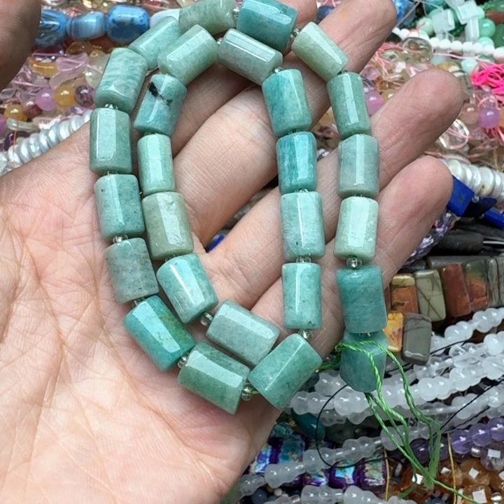 未镶嵌玛瑙/玉髓珠宝半成品一条8x12mm天河石桶珠