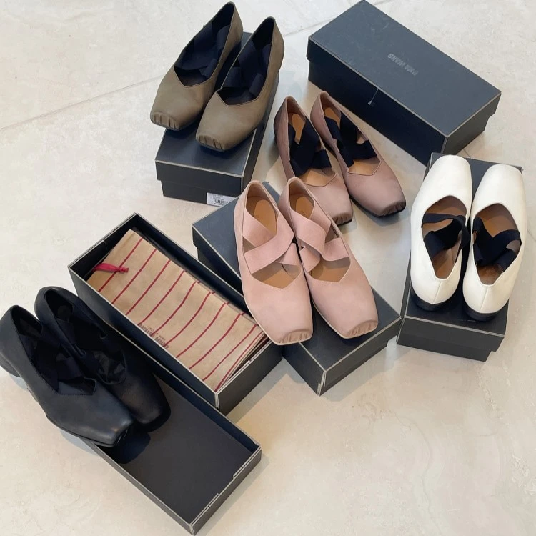 未使用 Uma Wang 弹力交叉松紧带芭蕾舞鞋正码 US9003/US9001