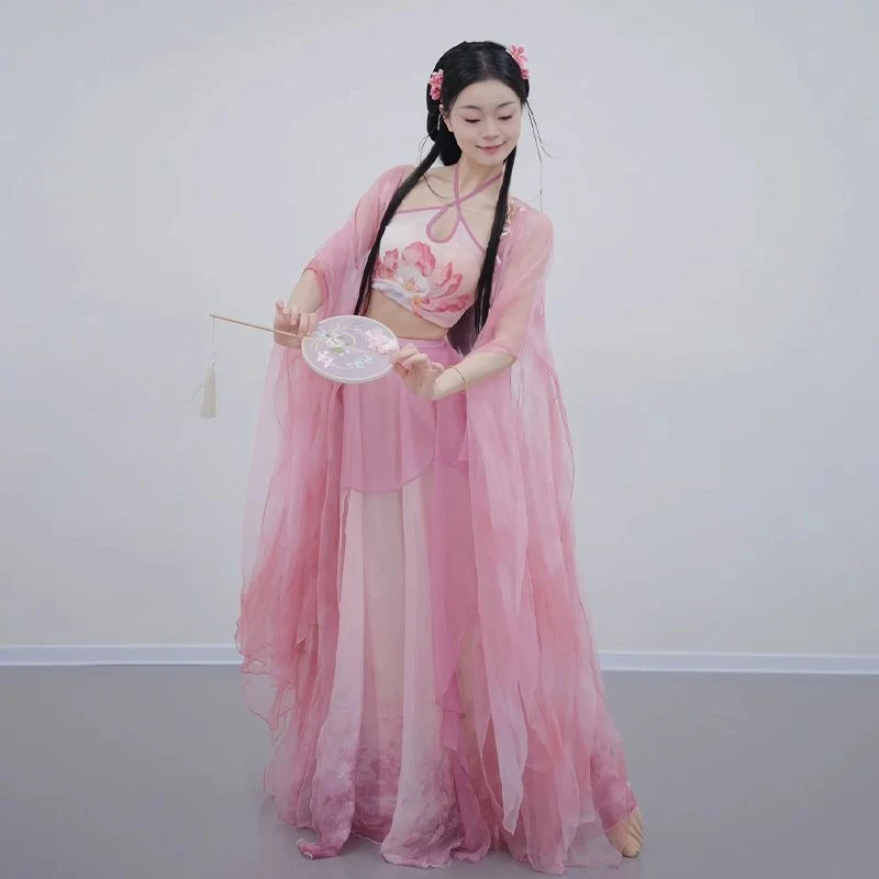 古典舞服装练功演出舞蹈服仙气绣花外披飘逸大摆裙套装女2025新款