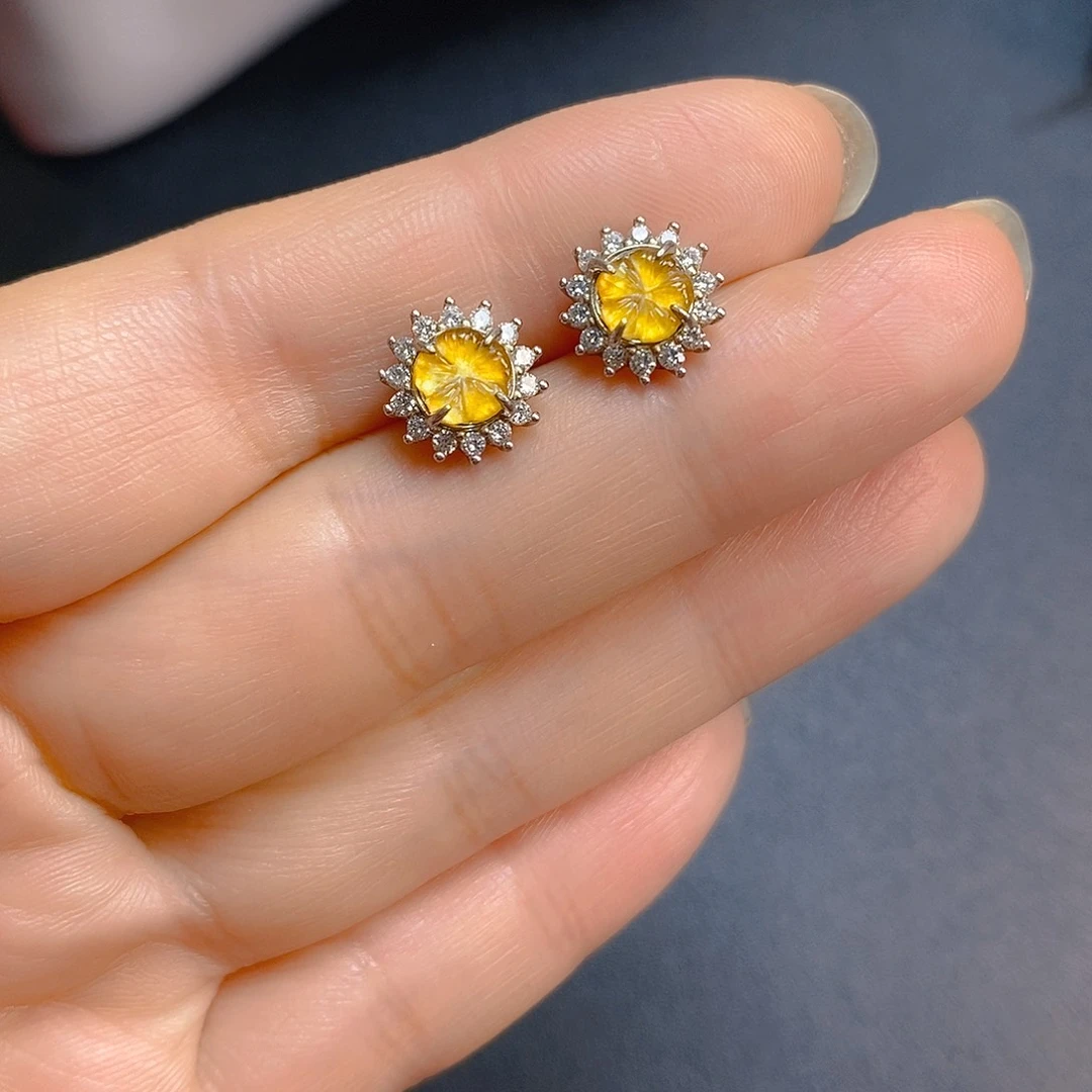 翡翠银S925镶嵌耳饰