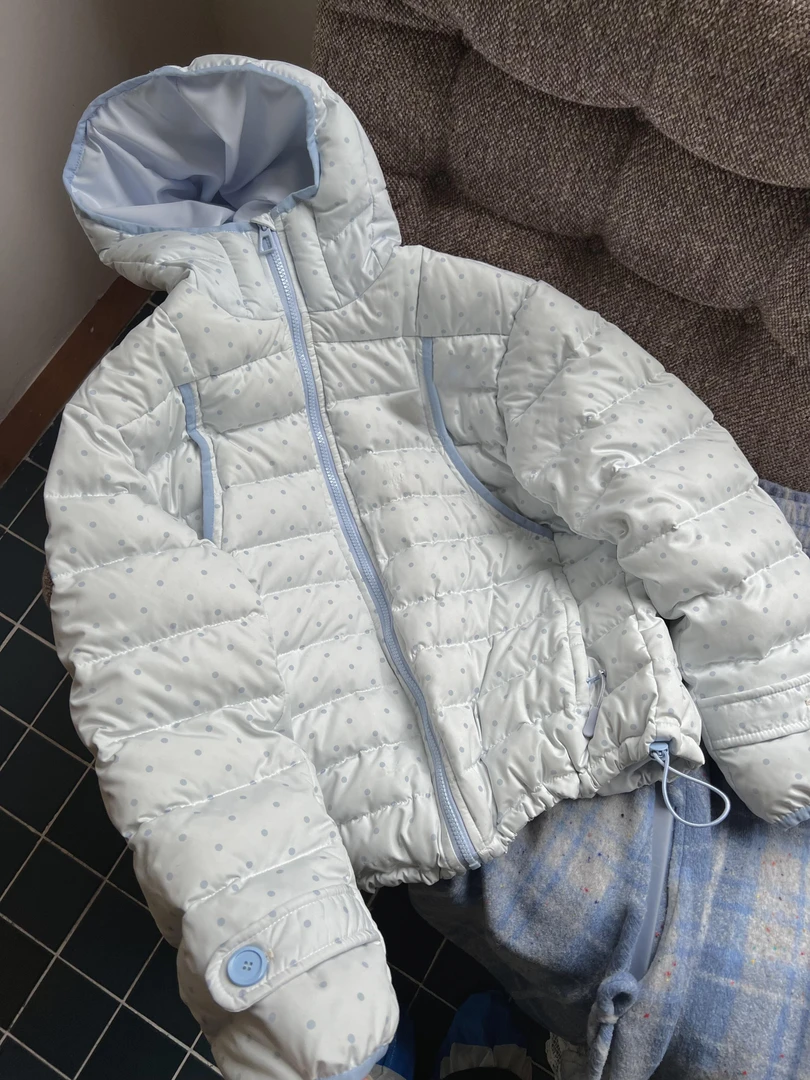 2025冬季新款小众设计天蓝色轻薄排骨棉服女碎花加厚外套保暖棉衣