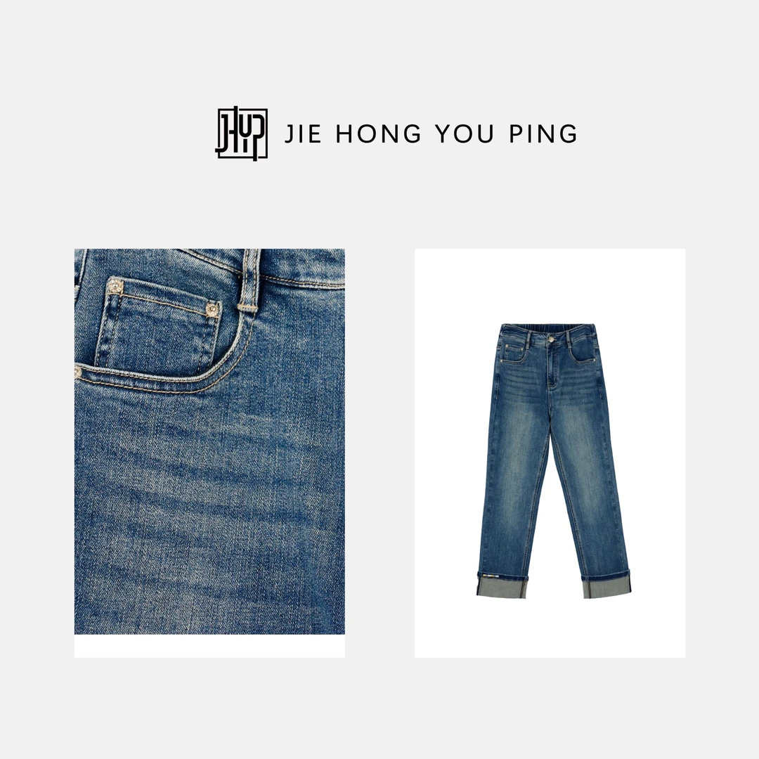 新款阔腿裤蓝色女九分裤牛仔裤时尚休闲春季高腰W1206