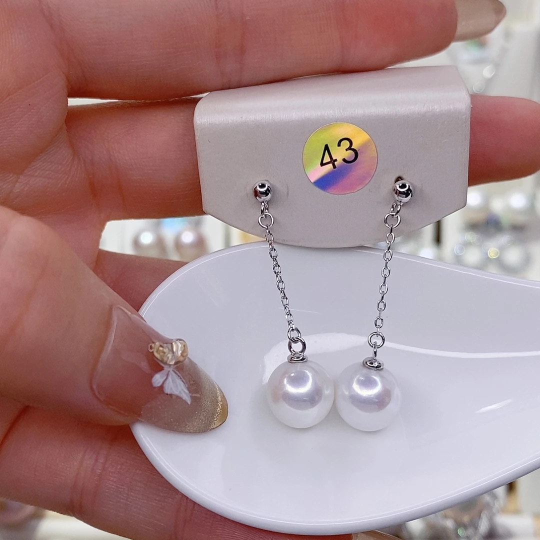 银S925镶嵌耳饰淡水珍珠
