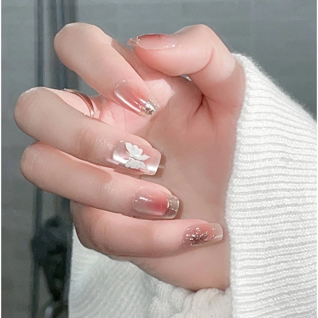 新款招财蝴蝶鎏金猫眼手工穿戴甲新中式国风法式显白美甲