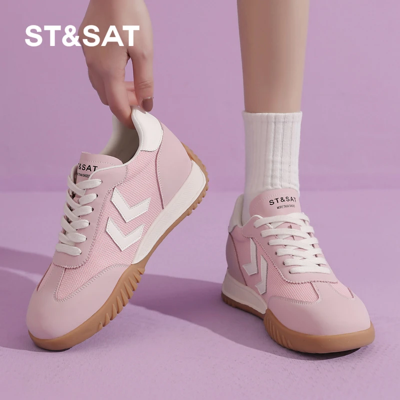 星期六内增高休闲女鞋2025春季新款软底德训鞋百搭时尚女款运动鞋