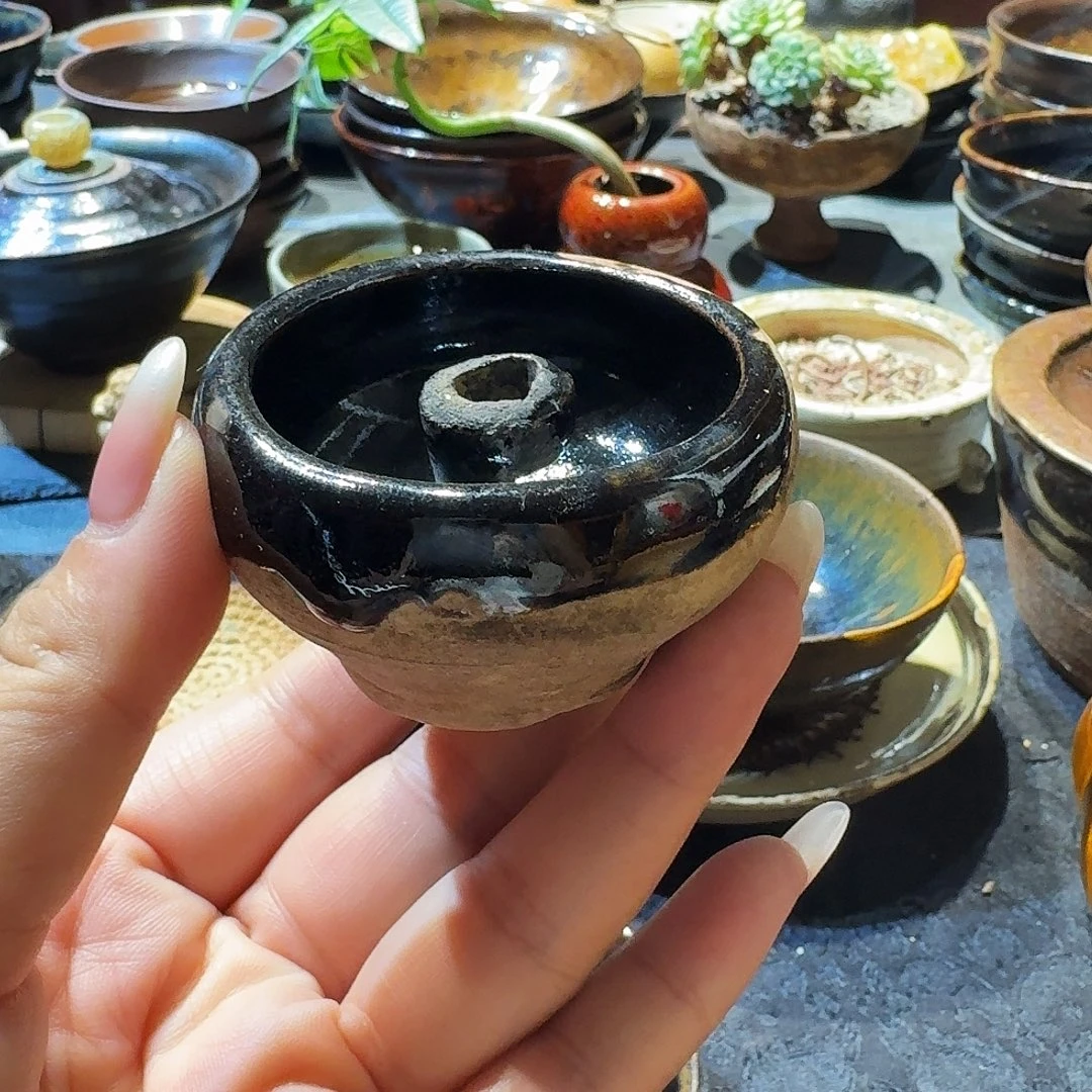瓷民间油灯老物纯手工
