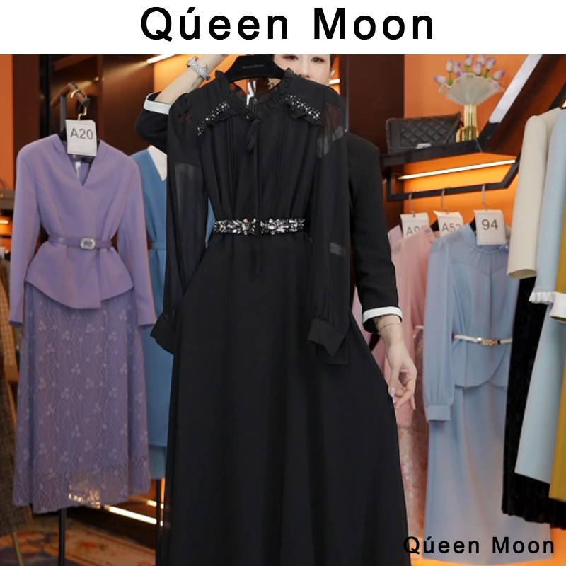 编码A13【QúeenMoon】经典轻奢百搭气质连衣裙拼接长裙 (定制女装)