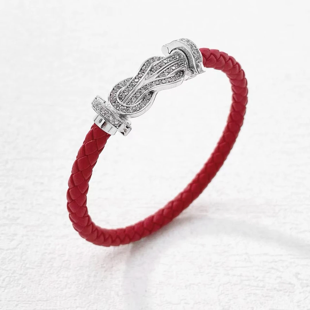 铜合金手链 木木（CJ6445）预售 18厘米 精镶8字马蹄红绳手链