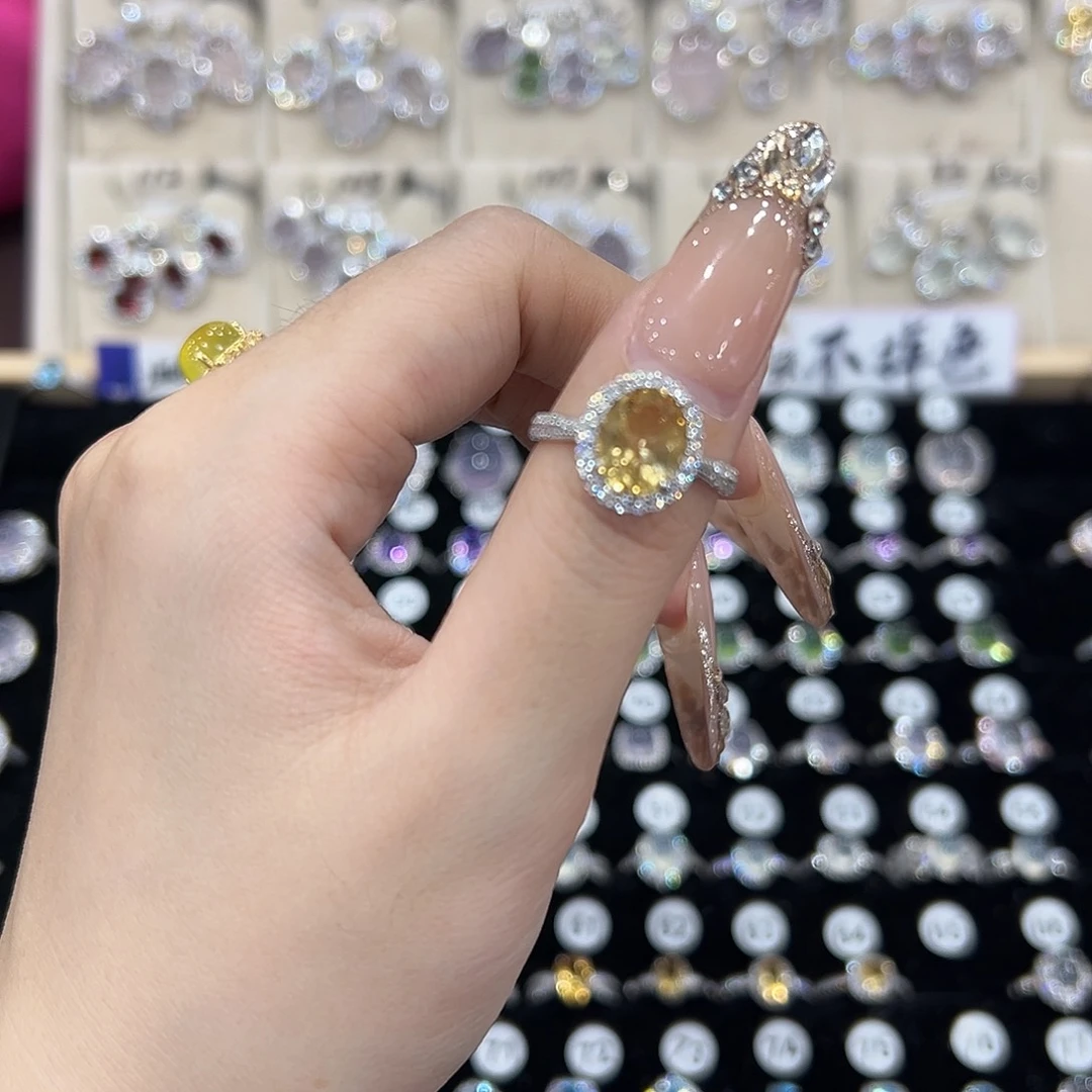 薪***足戒指黄晶银S925镶嵌