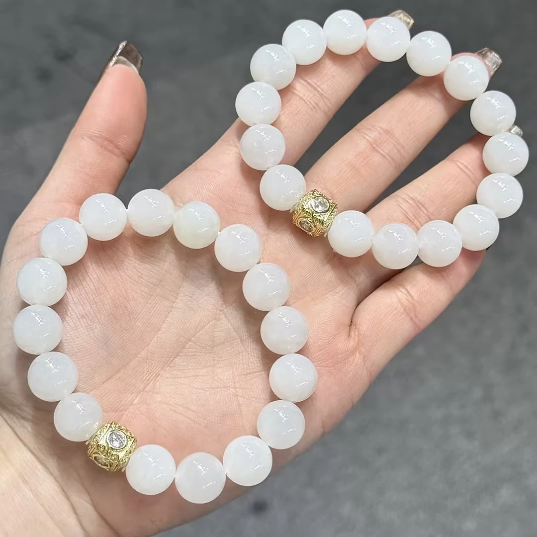 【CH】和田玉羊脂白玉DIY手串-约11mm（多样性发其一）