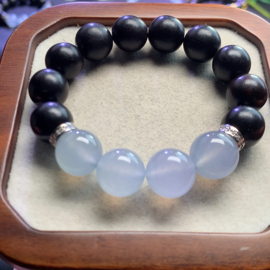 未镶嵌手链翡翠蓝紫底飘绿13mm