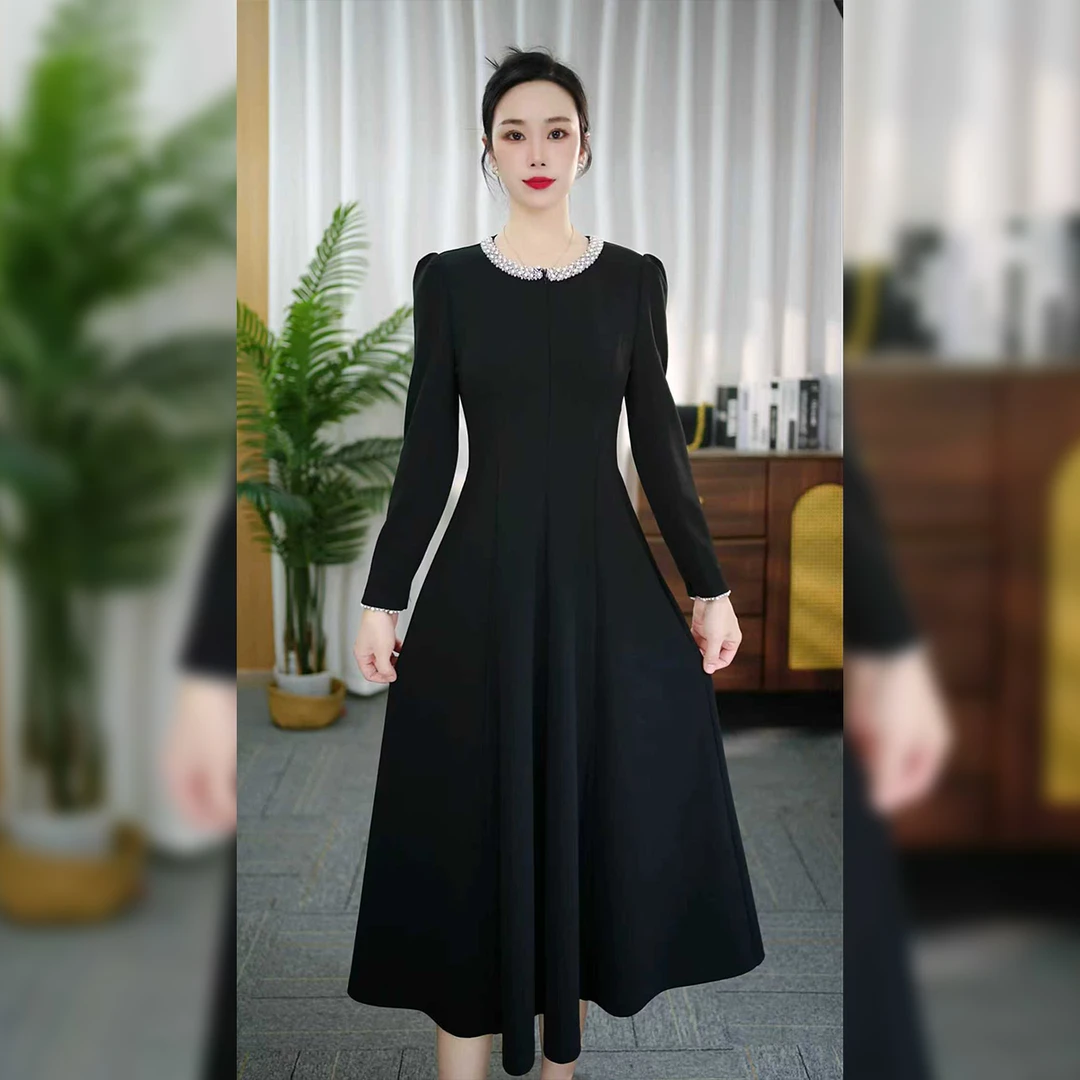 【美依女装】WT177秋季新款裙子法式轻奢显瘦简单大方中长款连衣裙