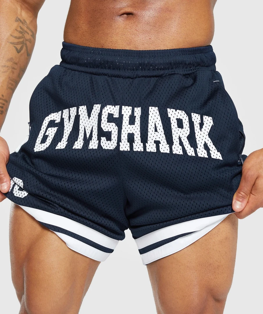 百利百利 超强限定GYMSHARK Varsity 男美式运动休闲速干五分短裤