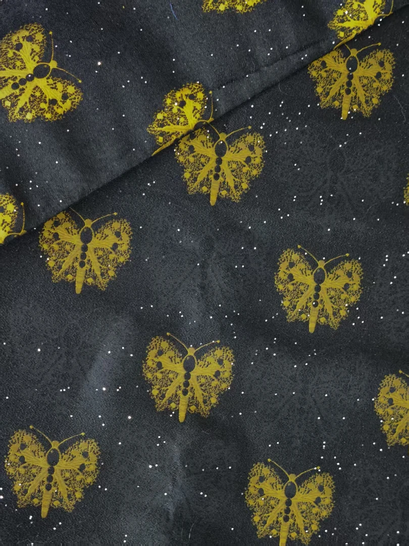 【丝毛-黑金蝴蝶】垚记布庄通用国风服装布料面料链接国风丝绸布料.