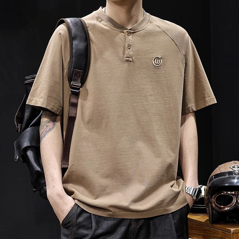 U&PURA美式复古亨利Polo衫男短袖t恤潮夏新款百搭舒适简约潮流T恤
