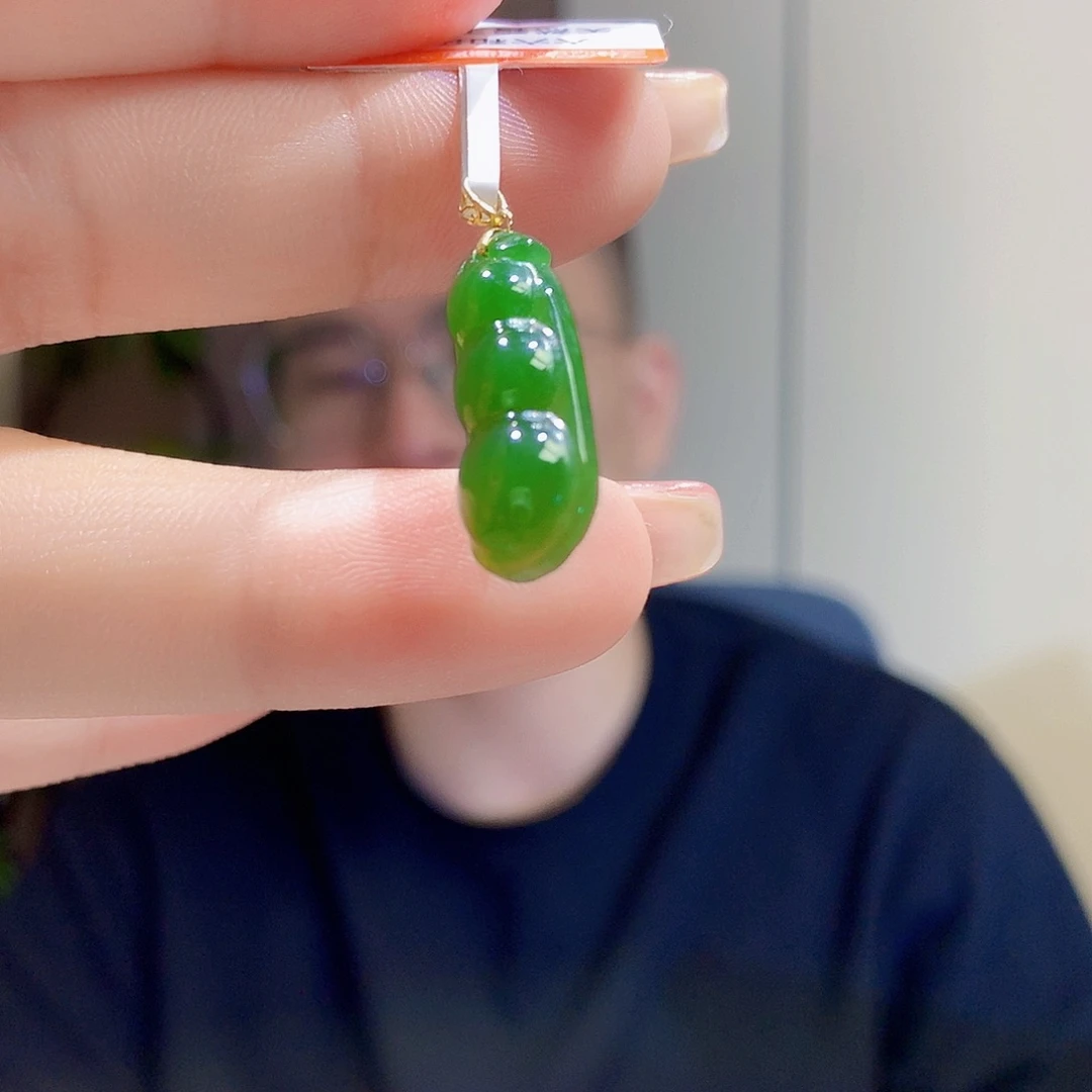 和田玉（碧玉）18K金镶嵌颈饰