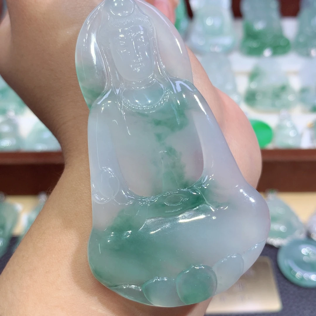 吊坠(不含链)18K金镶嵌翡翠