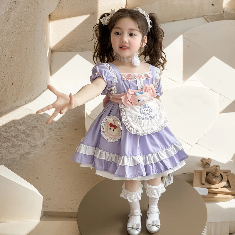 蓬蓬裙女卡通动漫卡通风2025宝宝洋气女童吊带裙泡泡袖春夏公主裙