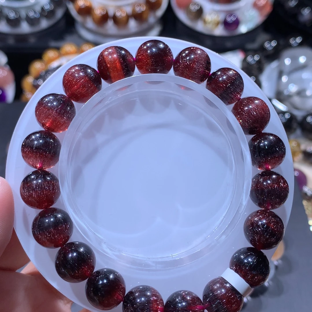 水晶未镶嵌手链黑红超七10.6mm