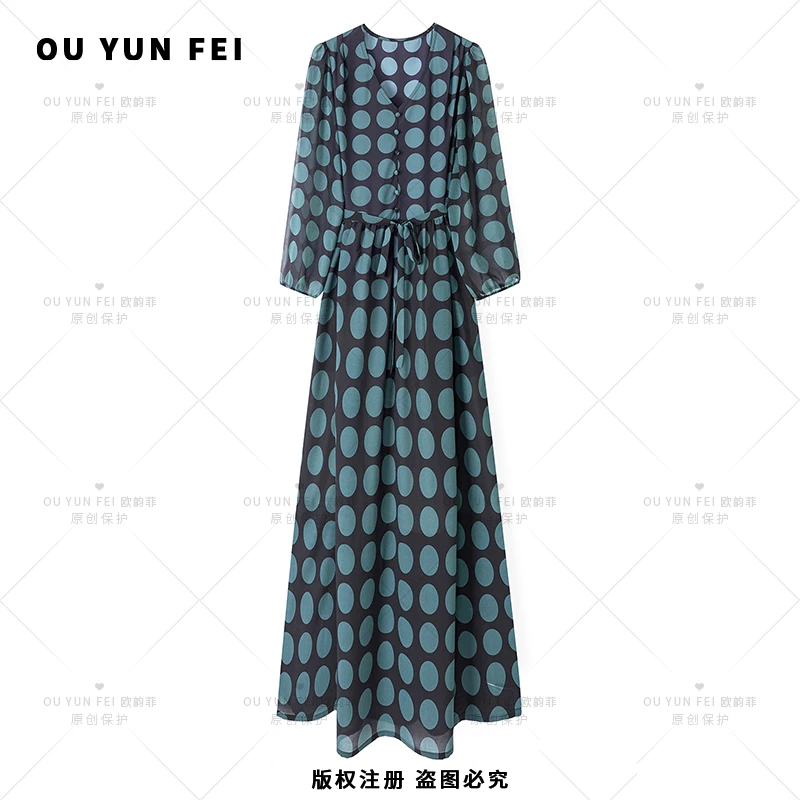 女装连衣裙高级显瘦秋季气质时尚碎花长裙轻奢夏季春季春夏F1719