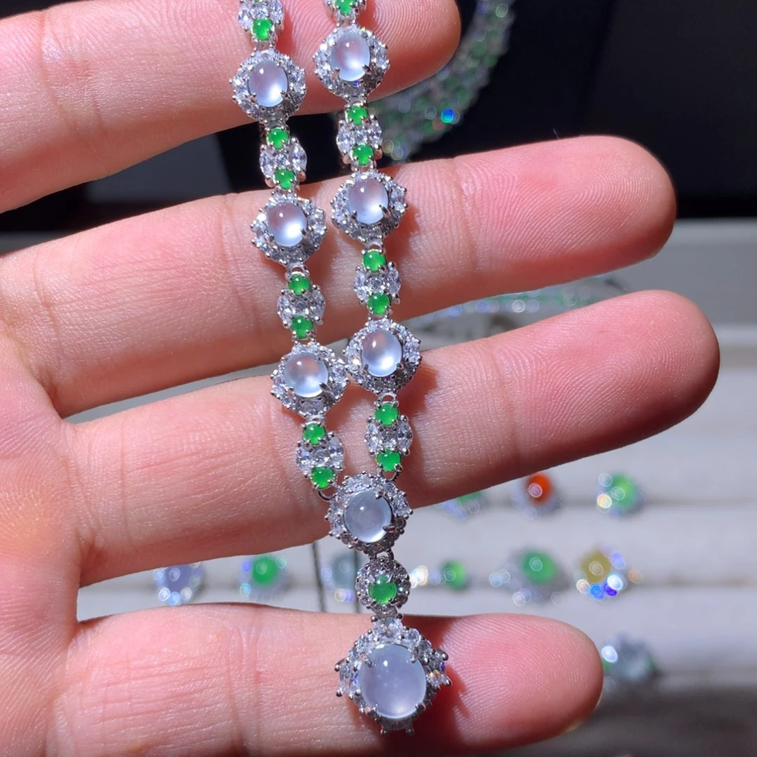 翡翠银S925镶嵌耳饰3