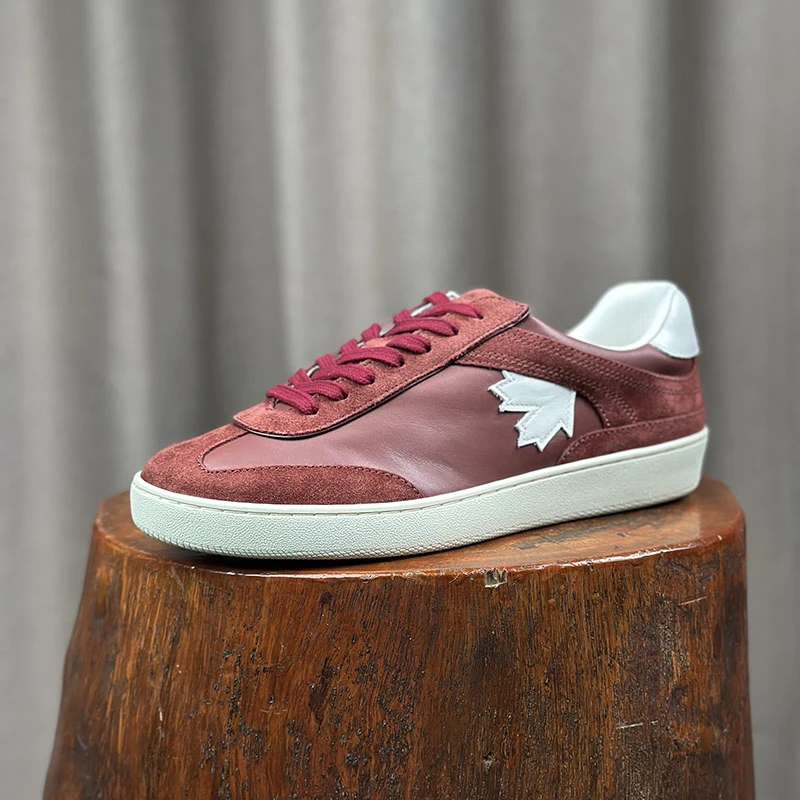 2025新款真皮运动风板鞋时尚轻便系带阿甘德训男鞋潮流百搭休闲鞋