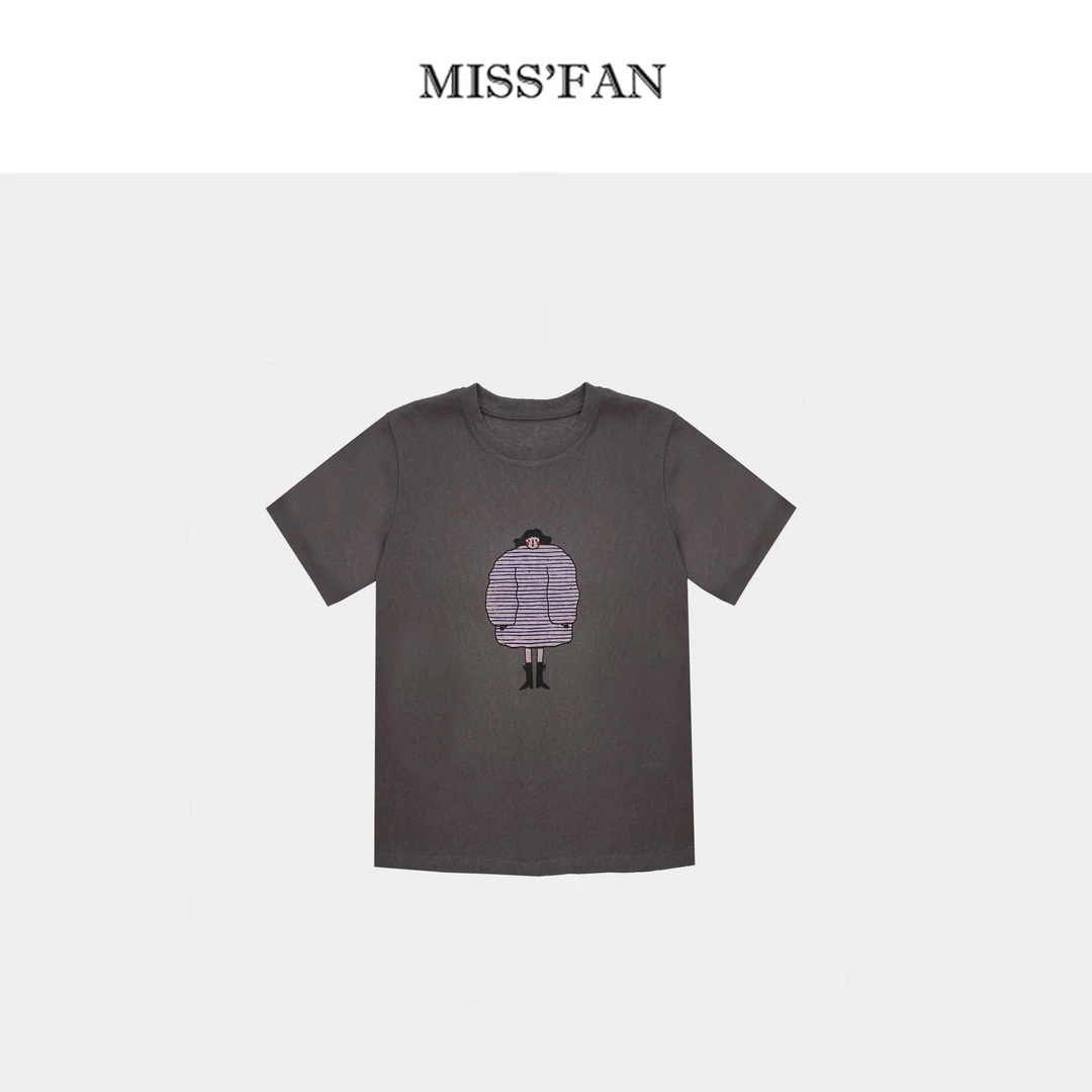 「胖女孩」 灰色底面搭配紫色图案 韩范儿减龄感