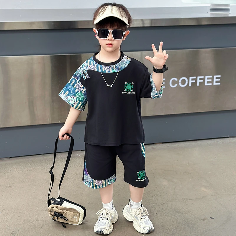 男童夏季短袖套装2025新款儿童服装新中式唐装男宝宝汉服薄款夏装