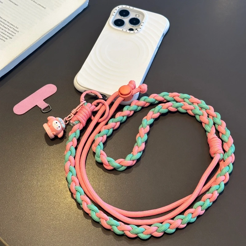 小清新配色可斜挎调节手机壳挂绳可挂脖卡通挂饰户外出行防丢挂件