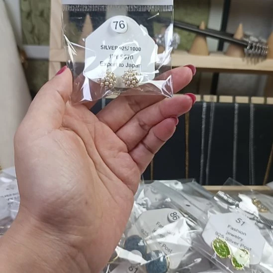 铜合金合金锆石椭圆珍珠耳环76号