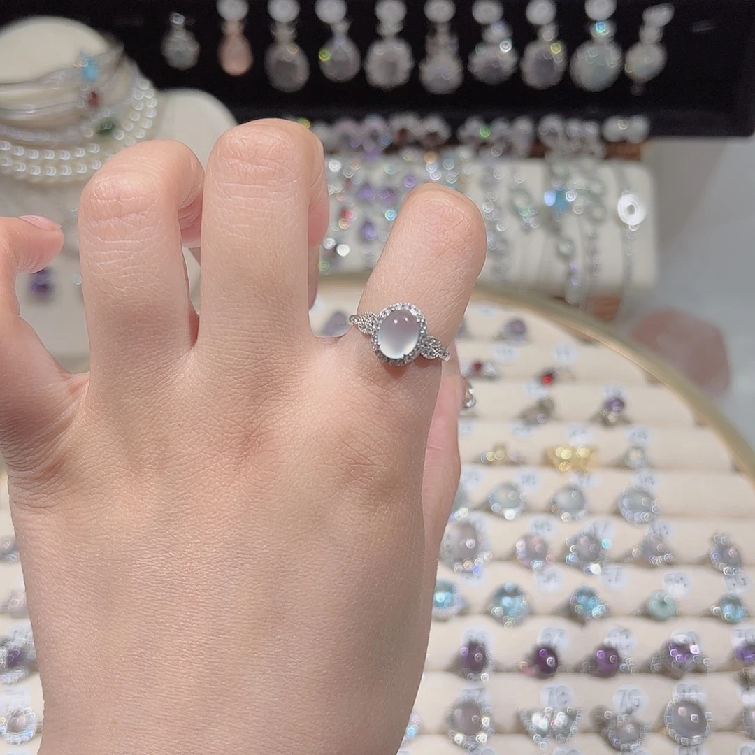 蛇纹石玉银S925镶嵌戒指