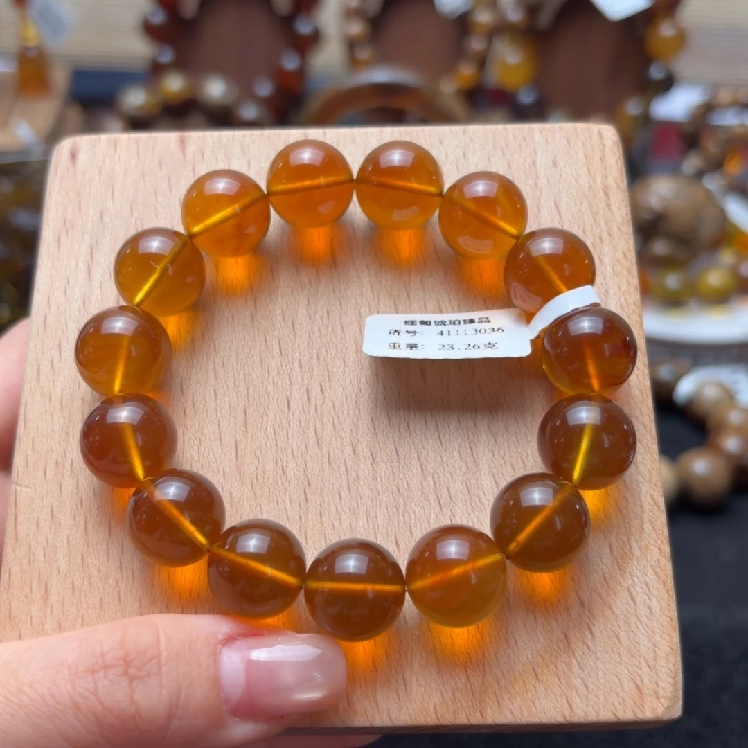 琥珀未镶嵌珠宝奇石14mm茶蜜单圈